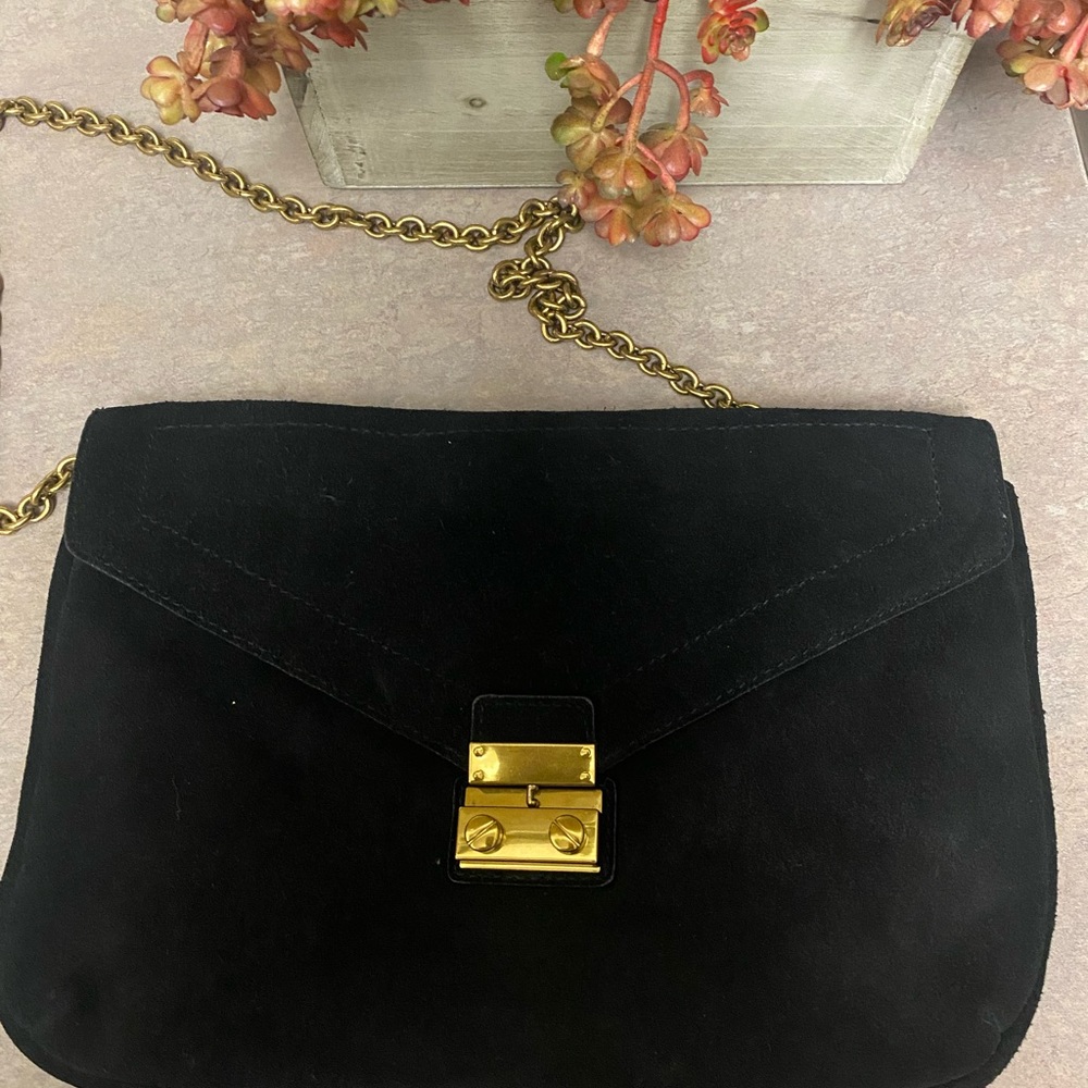 J CREW SUEDE BLACK LEATHER ENVELOPE BAG